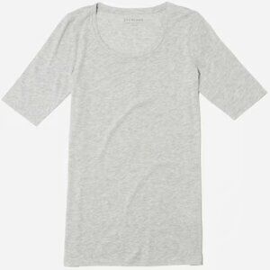 Everlane The Pima Cotton Stretch Mid-Sleeve Scoop Neck T-Shirt Heather Gray XS